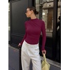 image:imageREORIA Womens Long Sleeve Ruched Bodysuit TopsCordovan