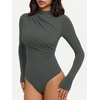 image:imageREORIA Womens Long Sleeve Ruched Bodysuit TopsThyme