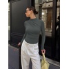 image:imageREORIA Womens Long Sleeve Ruched Bodysuit TopsThyme
