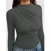 image:imageREORIA Womens Long Sleeve Ruched Bodysuit TopsThyme
