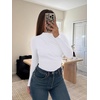 image:imageREORIA Womens Long Sleeve Ruched Bodysuit TopsWhite