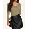 image:imageREORIA Womens Long Sleeve Shirts 2026 Fall Casual Business Cowl Neck TopsArmy Green
