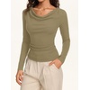 image:imageREORIA Womens Long Sleeve Shirts 2026 Fall Casual Business Cowl Neck TopsArmy Green