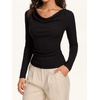 image:imageREORIA Womens Long Sleeve Shirts 2026 Fall Casual Business Cowl Neck TopsBlack
