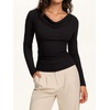 image:imageREORIA Womens Long Sleeve Shirts 2026 Fall Casual Business Cowl Neck TopsBlack