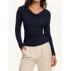 image:imageREORIA Womens Long Sleeve Shirts 2026 Fall Casual Business Cowl Neck TopsBlue