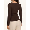 image:imageREORIA Womens Long Sleeve Shirts 2026 Fall Casual Business Cowl Neck TopsBrown
