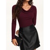 image:imageREORIA Womens Long Sleeve Shirts 2026 Fall Casual Business Cowl Neck TopsBurgundy