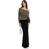 image:imageREORIA Womens Long Sleeve Shirts 2026 Fall Cinched Waist Off Shoulder TopsArmy Green