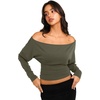 image:imageREORIA Womens Long Sleeve Shirts 2026 Fall Cinched Waist Off Shoulder TopsArmy Green