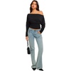 image:imageREORIA Womens Long Sleeve Shirts 2026 Fall Cinched Waist Off Shoulder TopsBlack