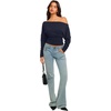 image:imageREORIA Womens Long Sleeve Shirts 2026 Fall Cinched Waist Off Shoulder TopsBlue