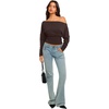 image:imageREORIA Womens Long Sleeve Shirts 2026 Fall Cinched Waist Off Shoulder TopsBrown
