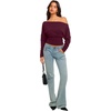 image:imageREORIA Womens Long Sleeve Shirts 2026 Fall Cinched Waist Off Shoulder TopsBurgundy