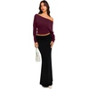 image:imageREORIA Womens Long Sleeve Shirts 2026 Fall Cinched Waist Off Shoulder TopsBurgundy