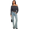 image:imageREORIA Womens Long Sleeve Shirts 2026 Fall Cinched Waist Off Shoulder TopsGray
