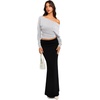 image:imageREORIA Womens Long Sleeve Shirts 2026 Fall Cinched Waist Off Shoulder TopsLight Heather Gray