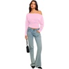 image:imageREORIA Womens Long Sleeve Shirts 2026 Fall Cinched Waist Off Shoulder TopsPink