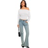 image:imageREORIA Womens Long Sleeve Shirts 2026 Fall Cinched Waist Off Shoulder TopsWhite