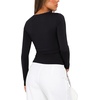 image:imageREORIA Womens Long Sleeve Shirts Asymmetrical Neck Going Out TopsBlack