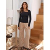 image:imageREORIA Womens Long Sleeve Shirts Asymmetrical Neck Going Out TopsBlack