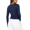 image:imageREORIA Womens Long Sleeve Shirts Asymmetrical Neck Going Out TopsNavy Blue
