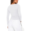 image:imageREORIA Womens Long Sleeve Shirts Asymmetrical Neck Going Out TopsWhite