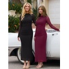 image:imageREORIA Womens Long Sleeve Wedding Guest Maxi DressesBlack Onyx