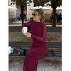 image:imageREORIA Womens Long Sleeve Wedding Guest Maxi DressesCordovan