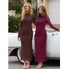image:imageREORIA Womens Long Sleeve Wedding Guest Maxi DressesCordovan