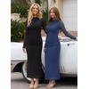 image:imageREORIA Womens Long Sleeve Wedding Guest Maxi DressesDenim Blue