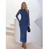 image:imageREORIA Womens Long Sleeve Wedding Guest Maxi DressesDenim Blue