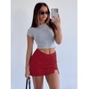 image:imageREORIA Womens Mini Skorts High Waisted Side Slit with Builtin ShortsRed
