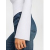image:imageREORIA Womens Mock Neck Long Sleeve Top Slim Fit Stretch Bell SleeveBrilliant White
