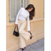 image:imageREORIA Womens Mock Neck Long Sleeve Top Slim Fit Stretch Bell SleeveBrilliant White