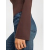 image:imageREORIA Womens Mock Neck Long Sleeve Top Slim Fit Stretch Bell SleeveChocolate Lab