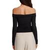 image:imageREORIA Womens Off Shoulder Long Sleeve Going Out Tops Slim Fit Ruched ShirtBlack