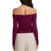 image:imageREORIA Womens Off Shoulder Long Sleeve Going Out Tops Slim Fit Ruched ShirtBurgundy