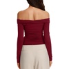 image:imageREORIA Womens Off Shoulder Long Sleeve Going Out Tops Slim Fit Ruched ShirtRed