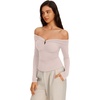 image:imageREORIA Womens Off Shoulder Long Sleeve Going Out Tops Slim Fit Ruched ShirtWhite