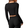 image:imageREORIA Womens Pilates Wrap Tops V Neck Tie Long Sleeve Yoga Workout ShirtBlack