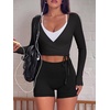 image:imageREORIA Womens Pilates Wrap Tops V Neck Tie Long Sleeve Yoga Workout ShirtBlack