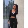 image:imageREORIA Womens Pilates Wrap Tops V Neck Tie Long Sleeve Yoga Workout ShirtBlack