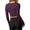 image:imageREORIA Womens Pilates Wrap Tops V Neck Tie Long Sleeve Yoga Workout ShirtBlackberry Purple