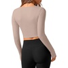 image:imageREORIA Womens Pilates Wrap Tops V Neck Tie Long Sleeve Yoga Workout ShirtLight Coffee