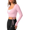 image:imageREORIA Womens Pilates Wrap Tops V Neck Tie Long Sleeve Yoga Workout ShirtPink