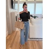 image:imageREORIA Womens Sexy Off the Shoulder Long Sleeve Bodysuit Side Ruched TopsBlack Onyx