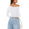 image:imageREORIA Womens Sexy Off the Shoulder Long Sleeve Bodysuit Side Ruched TopsBrilliant White