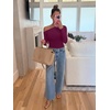image:imageREORIA Womens Sexy Off the Shoulder Long Sleeve Bodysuit Side Ruched TopsCordovan