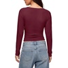 image:imageREORIA Womens V Neck Batwing Sleeve Ruched Fitted Going Out Tops 2026 FallBurgundy